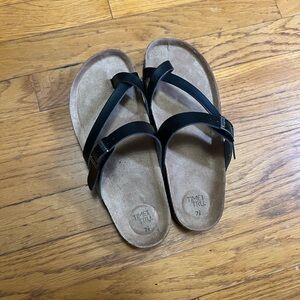 Time and Tru Black Strappy Sandals